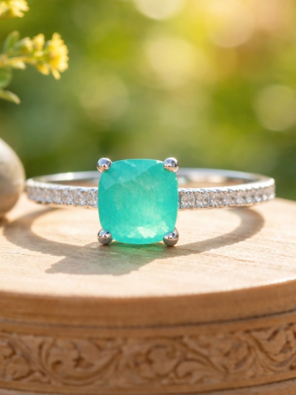 Columbian Emerald Ring Handmade Sterling Silver 925 , May Birthstone